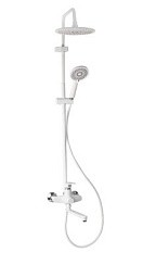 Фото Смеситель + стойка душевая "тропический душ" с 2 лейками, корпус АБС цвет белый. BRIMIX 30556