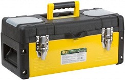 Фото Ящик для инструмента пластиковый 16" (40 х 20 х 19 см) металл. замки, стенки стальные FIT 65591