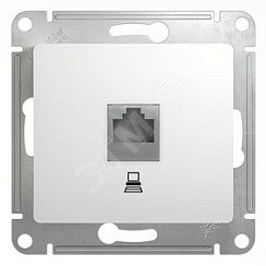 Фото Розетка компьютерная одиночная в рамку RJ45 белая GLOSSA GSL000181К