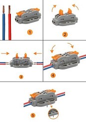 Фото Клемма строительно-монтажная рыч.2х0.08-4мм (блист.5шт) Rexant 07-6262-5
