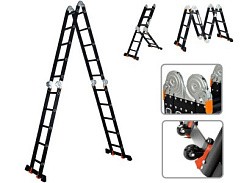 Фото Лестница алюм. многофункц.4х4 ступ.(стрем.-229см,лестн.-465см) 13,8кг BLACK LINE STARTUL