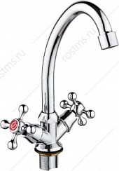 Фото Смеситель д/кухни SL71-271F двуручковый, высокий поворот.излив, РМС