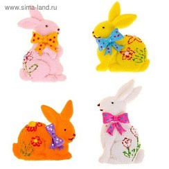 фото Магнит "Весенний кролик с бантиком" 6,3х8,5 см МИКС 1018419