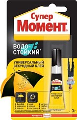 Фото Клей секундный Супер Момент Водостойкий (3 г) 1765969
