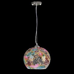 фото Светильник потолочный Подвес Аиша, 1 лампа, 25х25х27 см, цвет Мозаика жёлт/красн/кор., E27 40W