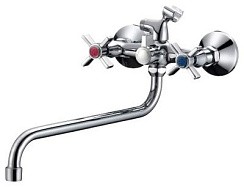 Фото Смеситель д/ванны SL118-140, двуручковый, излив 295 мм, хром, РМС