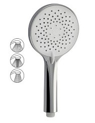 Фото Лейка душевая массажная,круглая, хромированная с белой вставкой, 3 режима GFmark 6083