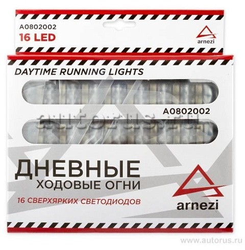 Фото Дневные ходовые огни светодиодные 16LED 180х25мм 12В 2шт ARNEZI A0802002 Фото Дневные ходовые огни светодиодные 16LED 180х25мм 12В 2шт ARNEZI A0802002
