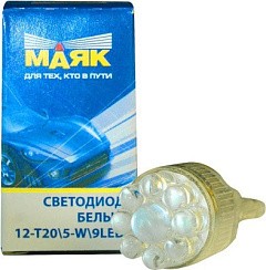 Фото Автолампа светодиод W21/5W 12V W3x16d 9LED белая Маяк