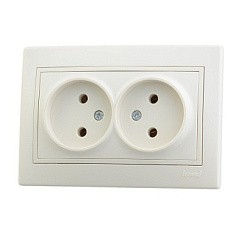 Фото Розетка 2-м СП Мира без заземл. керам. бел/бел. Lezard
