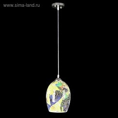 фото Светильник потолочный Подвес Амбер, 1 лампа, 17х17х27 см, цвет Мозаика фиол/жёлт/зел., E27 40W