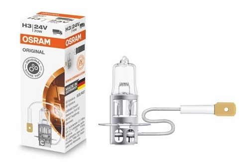 Фото Автолампа H3 24V 70W PK22S Osram 64156 Фото Автолампа H3 24V 70W PK22S Osram 64156