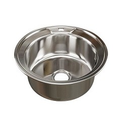 Фото Мойка врезная Круглая D 49 см, 0,8 мм, 180 мм, большой сифон с переливом, MIXLINE