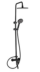 Фото Смеситель + стойка душевая "тропический душ" с 2 лейками, корпус АБС цвет ЧЕРНЫЙ. BRIMIX 3055