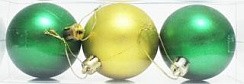 фото Набор ёлочных шаров 3шт, D6см, цвет Зелёный + золото