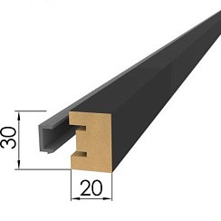 Фото Интерьерная рейка МДФ STELLA Милана Black Edition  2700х20х30 мм (уп. - 8 шт.)