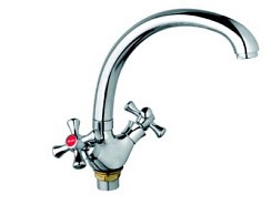 Фото Смеситель д/кухни двуручковый R5813F-6 хром Rainsberg