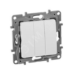 Фото Выключатель 3-х кл. в рамку, Белый, 10AX, ETIKA