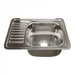 Фото Мойка врезная 48х58 Правая,  0,8 мм, 180 мм, большой сифон с переливом