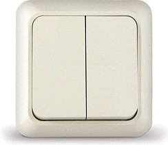 Фото Выключатель 2-кл. о/у "Олимп" 10А 220В сл.кость"UNIVersal" Б-О0023