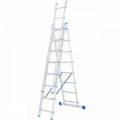 Фото Лестница, 3 х 8 ступеней, алюминиевая, трехсекционная СИБРТЕХ // Pоссия