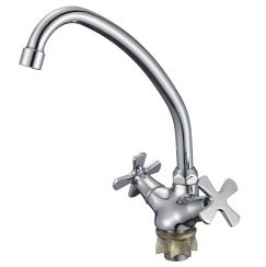 Фото Смеситель д/кухни T25513BA-5 двуручковый на гайке (Lt) OUTE