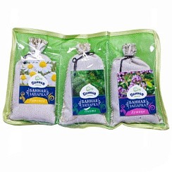 Фото Набор запарок для бани (ромашка, пихта, душица), в сумке 3шт/30гр., БАННАЯ ЛИНИЯ