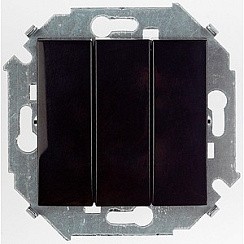 Фото Выключатель трехклавишный, 10А, 250В, винтовой зажим, черный глянец Simon 1591391-032