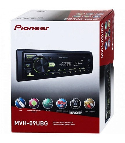 Фото Автомагнитола Pioneer MVH-09UBG (без ISO-разъема, УКВ, зеленая подсветка)4x50
