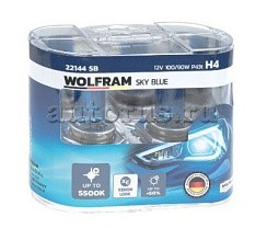 Фото Автолампа H4 12V 100/90W P43t WOLFRAM SKY BLUE WHITE LIGHT 2 шт дальний и ближний