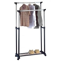 фото Вешалка напольная GR-03А (2 перекладины/сеткой внизу), р-р:75*42*90-160см