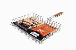 Фото Решетка-гриль глубокая антиприг. 31*24*5см/дл.65см (4.5/2.8/1.8мм), хром./дер