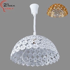 фото Светильник потолочный ажур Ромашки, регулир.длина, цвет Микс (белый, золотой) 15W E27