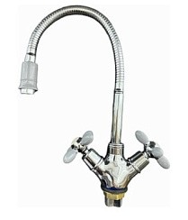 Фото Смеситель д/кухни двуручковый R6013F-5 серый/хром  Rainsberg