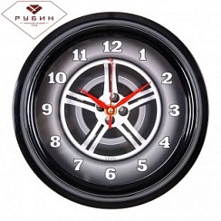 фото Часы настенные "Колесо", круглые d 21 см, корпус чёрный