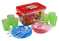 Фото Набор д/пикника "Гурман" 7л (6 персон) М3058 (пластик)