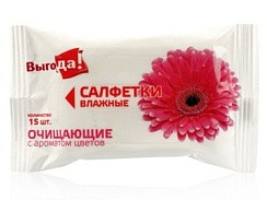 фото Салфетки влажные освежающие с ароматом цветов/фруктов  15шт 3083724