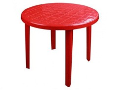 Фото Стол круглый красный  900/900/750мм М2665(пластик)