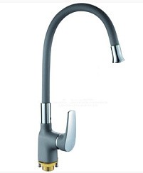 Фото Смеситель д/кухни T2893BK-5 одноручковый с гиб. изл.,Ø35 серый (Lt) OUTE РАСПРОДАЖА