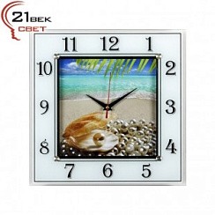 фото Часы настенные "Ракушка и жемчуг", квадратные 31х31х4,5 см