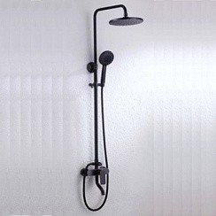 Фото Стойка душевая Lemen LS336E-4 со смесителем, латунь, черный с бронзовой кромкой