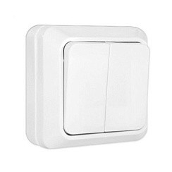 Фото Выключатель 2-кл. о/у "Олимп" 10А 220В белый "UNIVersal" О0023