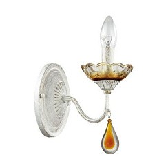 фото Бра AMBERRA цвет Белый/золотая патина/хрусталь E14 60W 220V АКЦИЯ