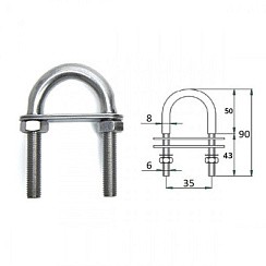 Фото U-болт с двойной планкой  6х90 мм.