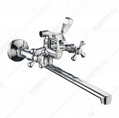 Фото Смеситель д/ванны SL65-140, двуручковый, длинный излив, хром, РМС РАСПРОДАЖА