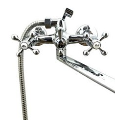 Фото Смеситель д/ванны двуручковый  R50223F-1 c S-изливом, (Zn), хром  Rainsberg