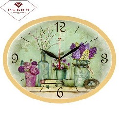 фото Часы настенные "Бирюзовая нежность", овальные 22,5х29см, корпус бежевый