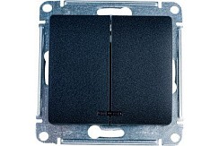 Фото Выключатель 2-кл., сх. 5 антрацит с подсветкой в рамку Glossa GSL000753
