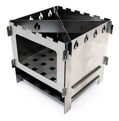 Фото Печь-щепочница "СЛЕДОПЫТ", нерж.сталь, 154х154х150 мм