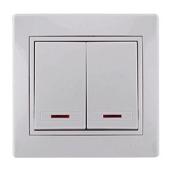 Фото Выключатель 2-кл. СП Мира с подсвет. бел/бел. Lezard 701-0202-112
